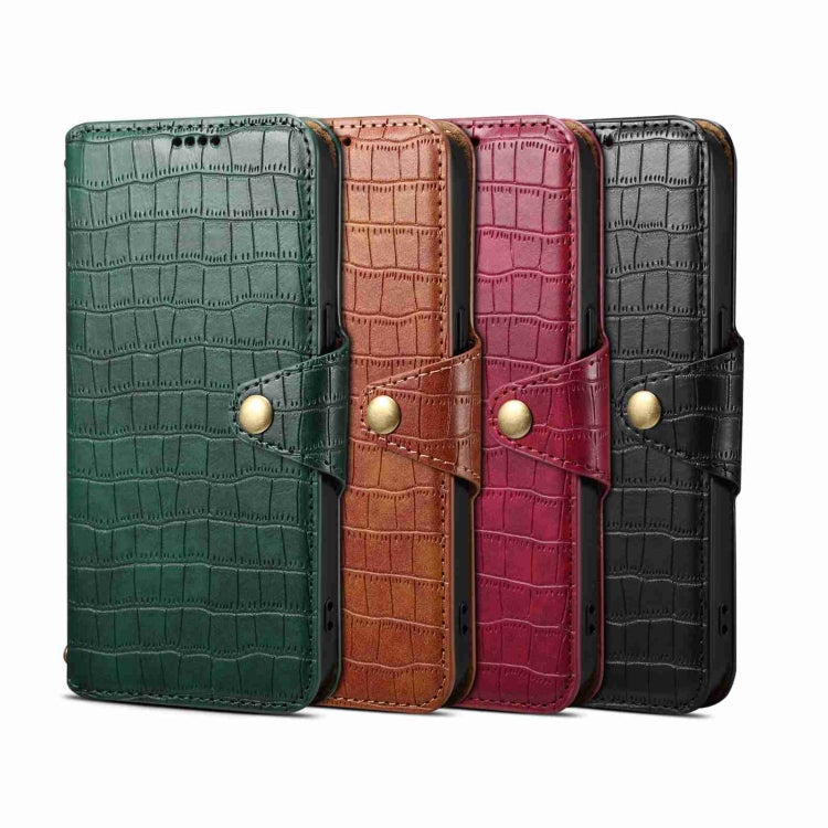 For iPhone 16 Denior Crocodile Texture Oil Edge Leather Phone Case(Rose Red) - free shipping - PMC Jewellery - Order now!