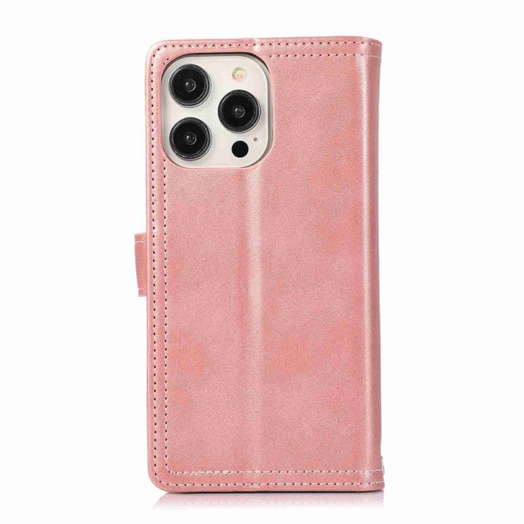 For iPhone 16 Pro Max Wristband Card Slot Leather Phone Case(Rose Gold) - iPhone 16 Pro Max Cases by PMC Jewellery | Online Shopping South Africa | PMC Jewellery | Buy Now Pay Later Mobicred