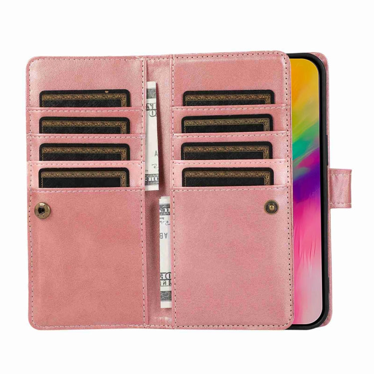 For iPhone 16 Pro Max Wristband Card Slot Leather Phone Case(Rose Gold) - iPhone 16 Pro Max Cases by PMC Jewellery | Online Shopping South Africa | PMC Jewellery | Buy Now Pay Later Mobicred