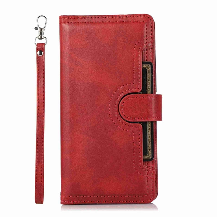 For iPhone 16 Pro Wristband Card Slot Leather Phone Case(Red) - iPhone 16 Pro Cases by PMC Jewellery | Online Shopping South Africa | PMC Jewellery | Buy Now Pay Later Mobicred