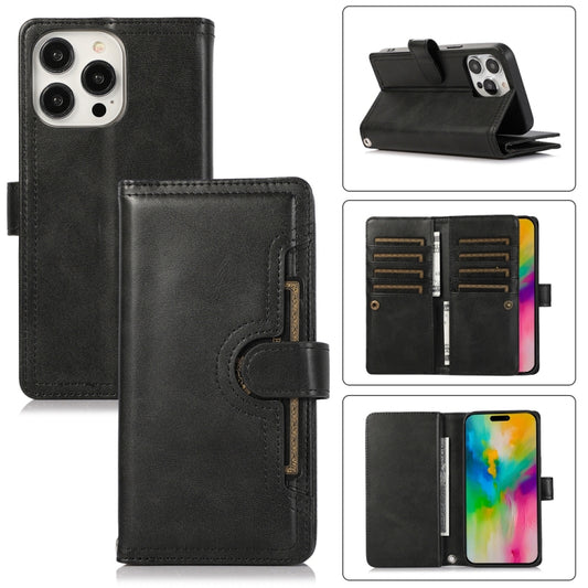 For iPhone 16 Pro Wristband Card Slot Leather Phone Case(Black) - iPhone 16 Pro Cases by PMC Jewellery | Online Shopping South Africa | PMC Jewellery | Buy Now Pay Later Mobicred