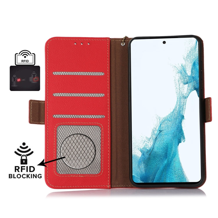 For Huawei Mate 60 Pro Side-Magnetic TJ Genuine Leather RFID Phone Case(Red) - Huawei Cases by PMC TechLife | Online Shopping South Africa | PMC TechLife | Buy Now Pay Later Mobicred