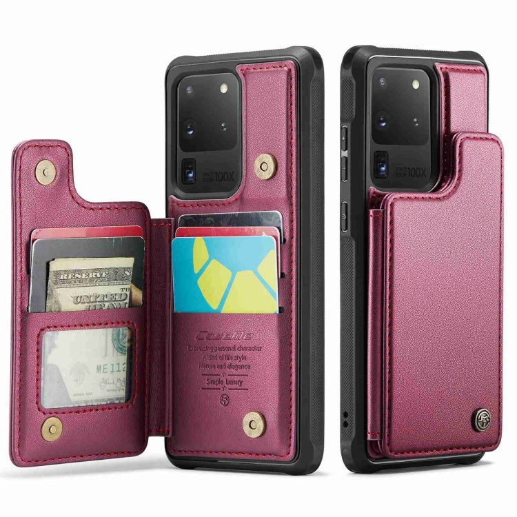 For Samsung Galaxy S20 Ultra CaseMe C22 Card Slots Holder RFID Anti-theft Phone Case(Wine Red) - Galaxy Phone Cases by CaseMe | Online Shopping South Africa | PMC Jewellery | Buy Now Pay Later Mobicred