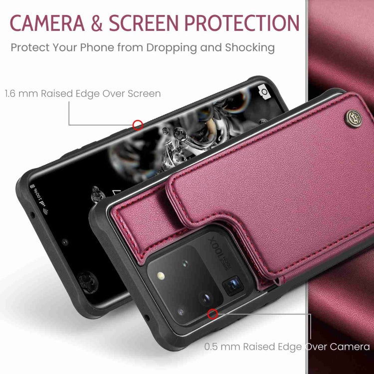 For Samsung Galaxy S20 Ultra CaseMe C22 Card Slots Holder RFID Anti-theft Phone Case(Wine Red) - Galaxy Phone Cases by CaseMe | Online Shopping South Africa | PMC Jewellery | Buy Now Pay Later Mobicred