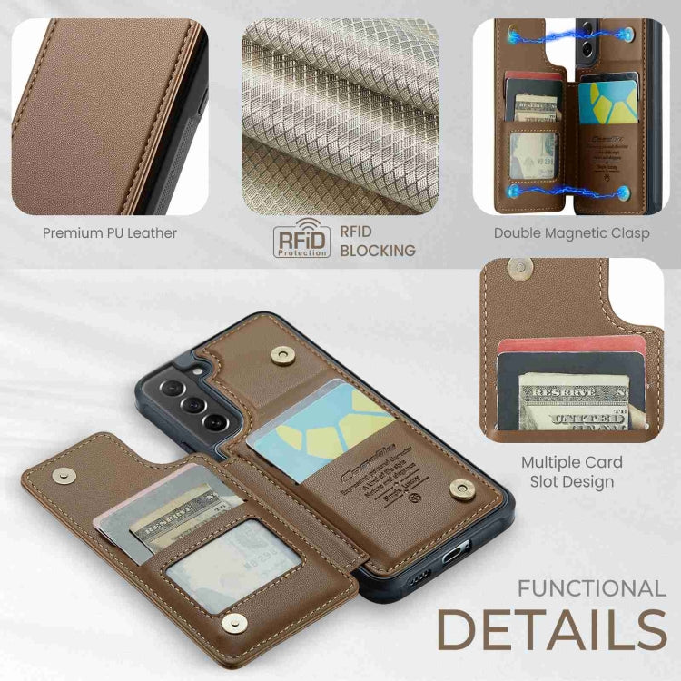 For Samsung Galaxy S21 FE 5G CaseMe C22 Card Slots Holder RFID Anti-theft Phone Case(Brown) - Galaxy Phone Cases by CaseMe | Online Shopping South Africa | PMC Jewellery | Buy Now Pay Later Mobicred