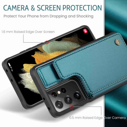 For Samsung Galaxy S21 Ultra 5G CaseMe C22 Card Slots Holder RFID Anti-theft Phone Case(Blue Green) - Galaxy S21 Ultra 5G Cases by CaseMe | Online Shopping South Africa | PMC Jewellery | Buy Now Pay Later Mobicred