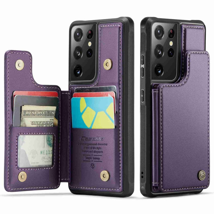 For Samsung Galaxy S21 Ultra 5G CaseMe C22 Card Slots Holder RFID Anti-theft Phone Case(Purple) - Galaxy S21 Ultra 5G Cases by CaseMe | Online Shopping South Africa | PMC Jewellery | Buy Now Pay Later Mobicred