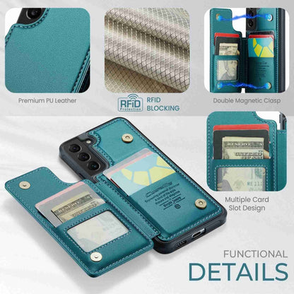 For Samsung Galaxy S22+ 5G CaseMe C22 Card Slots Holder RFID Anti-theft Phone Case(Blue Green) - Galaxy S22+ 5G Cases by CaseMe | Online Shopping South Africa | PMC Jewellery | Buy Now Pay Later Mobicred