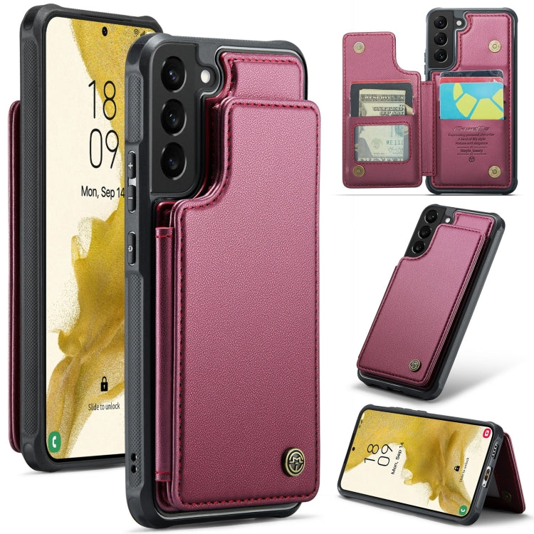 For Samsung Galaxy S22+ 5G CaseMe C22 Card Slots Holder RFID Anti-theft Phone Case(Wine Red) - Galaxy S22+ 5G Cases by CaseMe | Online Shopping South Africa | PMC Jewellery | Buy Now Pay Later Mobicred