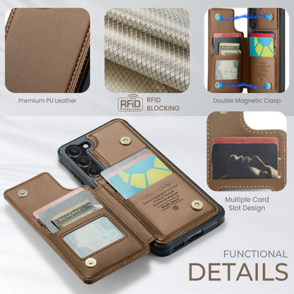 For Samsung Galaxy S23+ 5G CaseMe C22 Card Slots Holder RFID Anti-theft Phone Case(Brown) - Galaxy S23+ 5G Cases by CaseMe | Online Shopping South Africa | PMC Jewellery | Buy Now Pay Later Mobicred