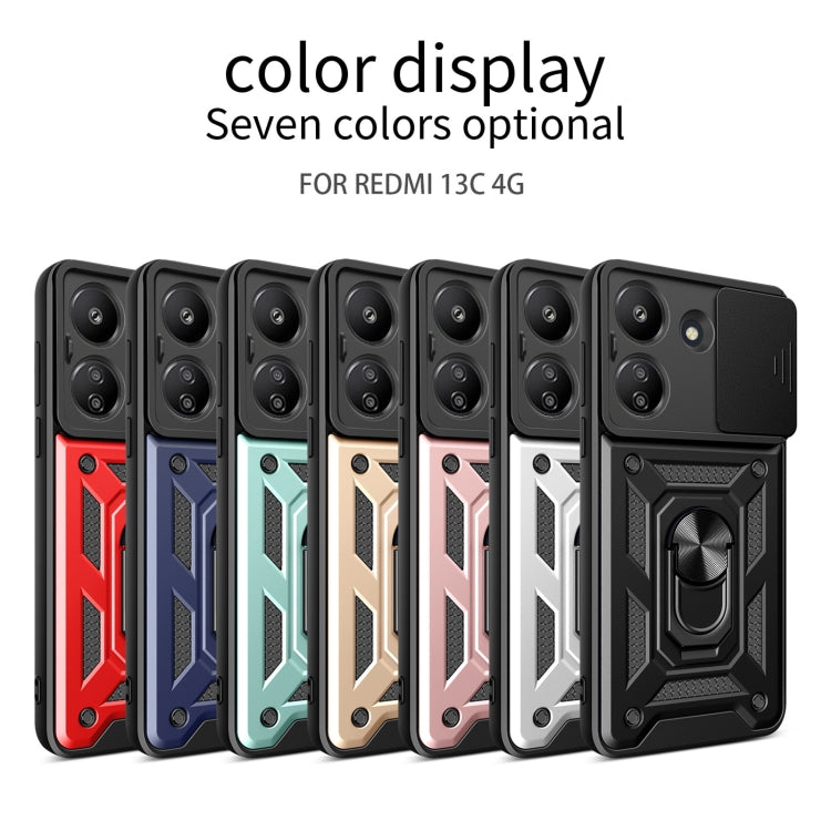 For Xiaomi Redmi 13C 4G Sliding Camera Cover Design TPU Hybrid PC Phone Case(Blue) - 13C Cases by PMC TechLife | Online Shopping South Africa | PMC TechLife | Buy Now Pay Later Mobicred