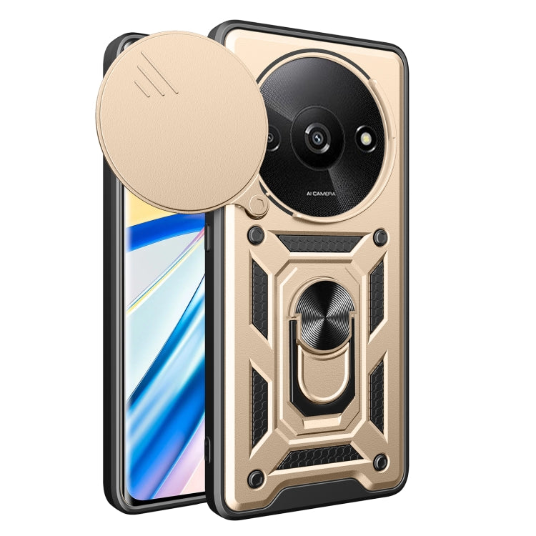 For Xiaomi Redmi A3 Sliding Camera Cover Design TPU Hybrid PC Phone Case(Gold) - Xiaomi Cases by PMC TechLife | Online Shopping South Africa | PMC TechLife | Buy Now Pay Later Mobicred