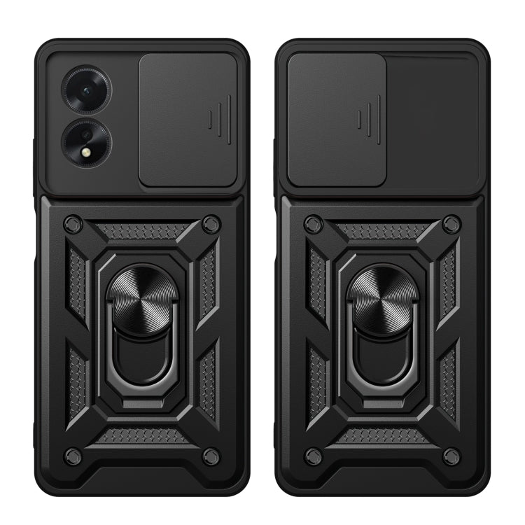 For OPPO A38 4G Global Sliding Camera Cover Design TPU Hybrid PC Phone Case(Black) - A38 Cases by PMC Jewellery | Online Shopping South Africa | PMC Jewellery