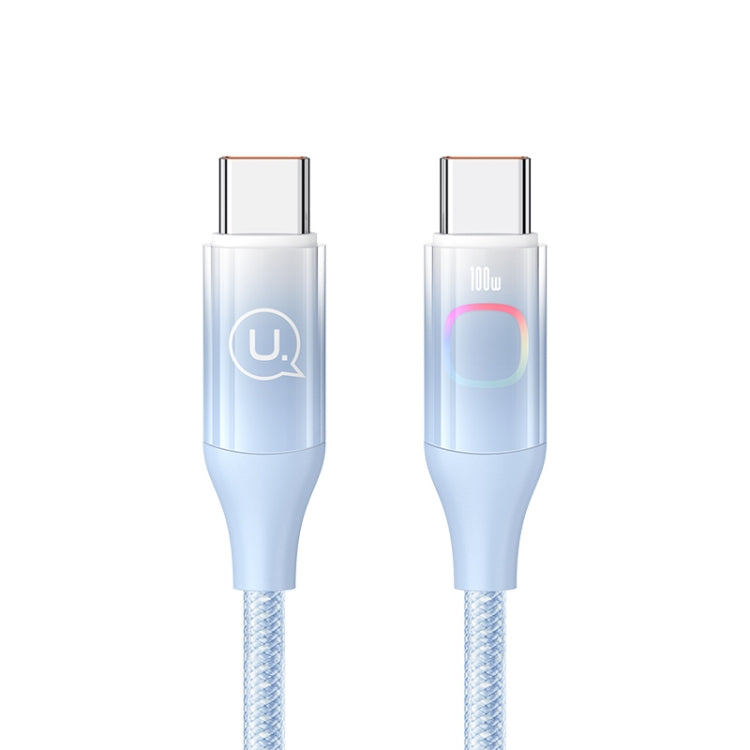 USAMS US-SJ640 1.2m Type-C to Type-C PD100W Fast Charging Cable with Colorful Light(Gradient Blue) - USB-C & Type-C Cable by USAMS | Online Shopping South Africa | PMC Jewellery | Buy Now Pay Later Mobicred