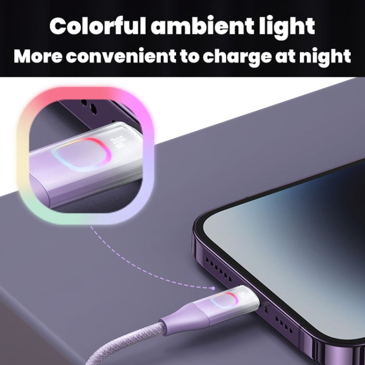 USAMS US-SJ638 1.2m Type-C to 8 Pin PD30W Fast Charging Cable with Colorful Light(Gradient Purple) - 2 in 1 Cable by USAMS | Online Shopping South Africa | PMC Jewellery | Buy Now Pay Later Mobicred