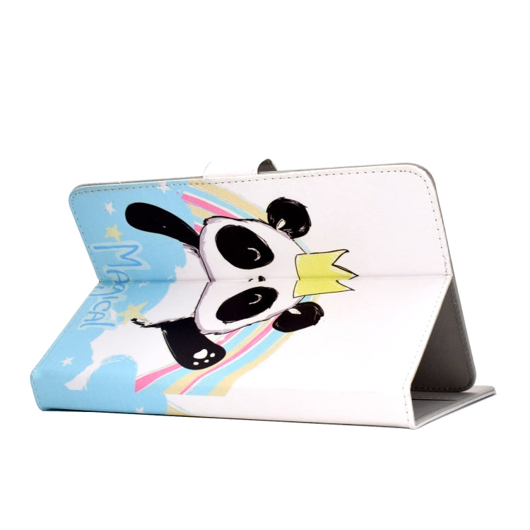 For 10 inch Universal Tablet PC Colored Drawing Pattern Horizontal Flip PU Leather Case with Holder & Card Slot(Crown Panda) - 7 inch by PMC TechLife | Online Shopping South Africa | PMC TechLife | Buy Now Pay Later Mobicred