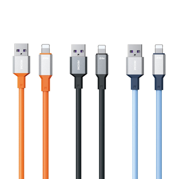 WK WDC-17 2.4A USB to 8 Pin Silicone Data Cable, Length: 1.2m(Black) - free shipping - PMC TechLife - Order now!