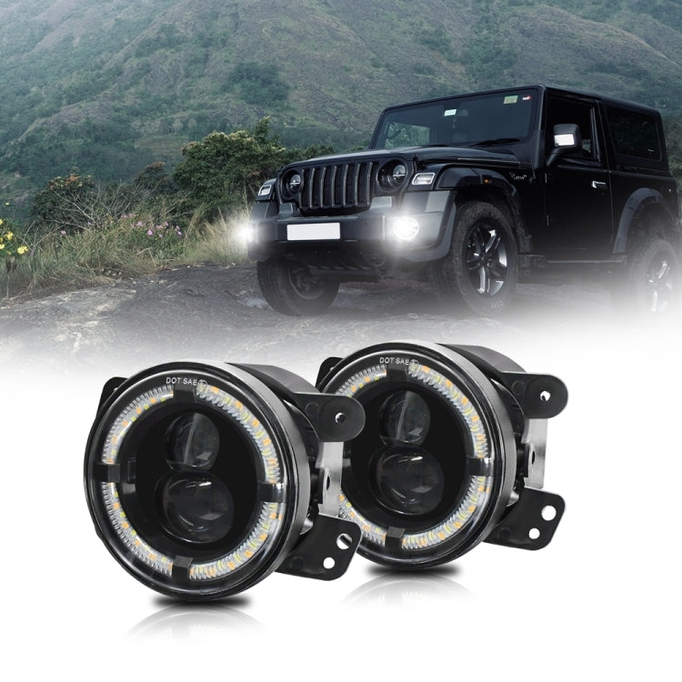 For Jeep Wrangler JK 2 Door 2007-2015 Y4 4 inch 1 Pair Light Guide Dual Lens Fog Light(Yellow White) - Fog / Driving Lights by PMC Jewellery | Online Shopping South Africa | PMC Jewellery | Buy Now Pay Later Mobicred