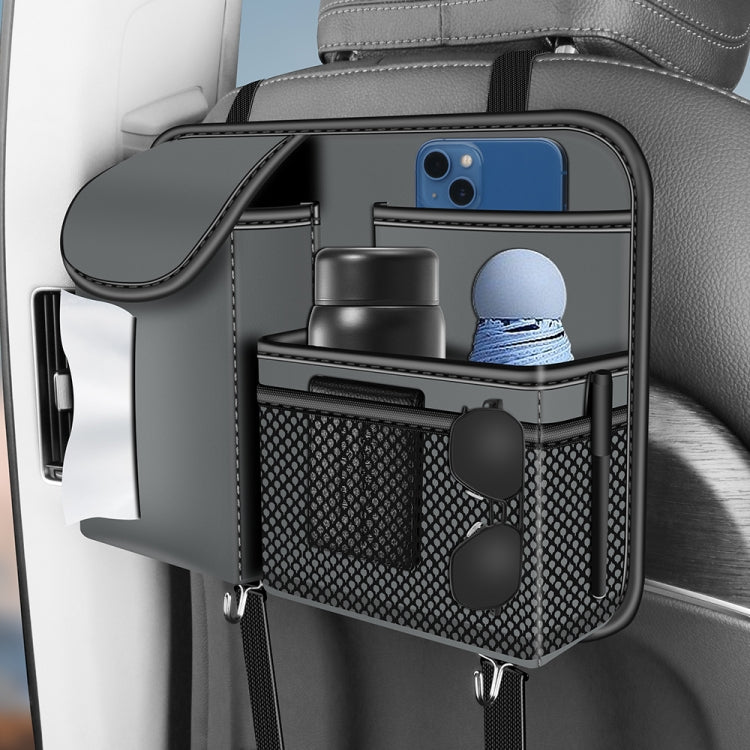 3087 Napa Texture Leather Car Seat Back Storage Bag(Grey) - Stowing Tidying by PMC TechLife | Online Shopping South Africa | PMC TechLife | Buy Now Pay Later Mobicred