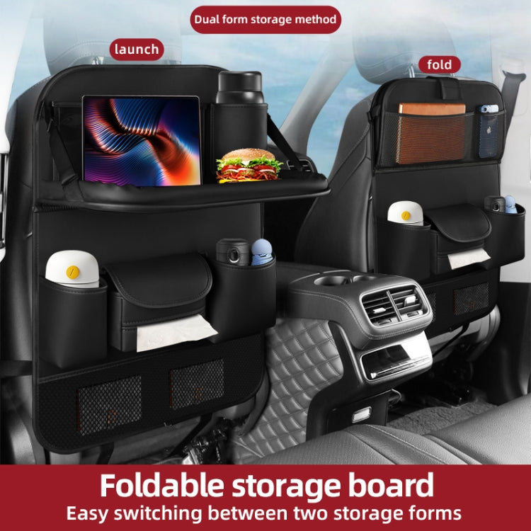 4041 Napa Texture Leather Car Seat Back Storage Bag Folding Dining Table(Black) - Stowing Tidying by PMC TechLife | Online Shopping South Africa | PMC TechLife | Buy Now Pay Later Mobicred