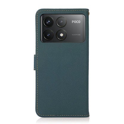 For Xiaomi Redmi K70 KHAZNEH Custer Texture RFID Genuine Leather Phone Case(Green) - K70 Cases by PMC Jewellery | Online Shopping South Africa | PMC Jewellery | Buy Now Pay Later Mobicred