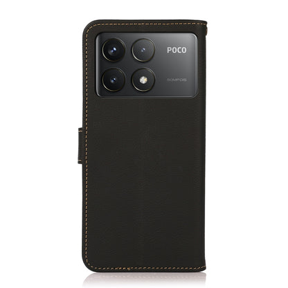 For Xiaomi Redmi K70 Pro KHAZNEH Custer Texture RFID Genuine Leather Phone Case(Black) - K70 Pro Cases by PMC Jewellery | Online Shopping South Africa | PMC Jewellery | Buy Now Pay Later Mobicred