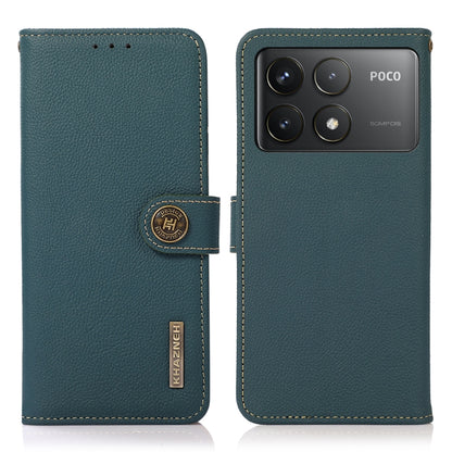 For Xiaomi Redmi K70 Pro KHAZNEH Custer Texture RFID Genuine Leather Phone Case(Green) - K70 Pro Cases by PMC Jewellery | Online Shopping South Africa | PMC Jewellery | Buy Now Pay Later Mobicred