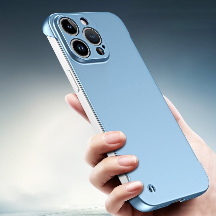 For iPhone 15 Pro Frameless Metallic Paint Hybrid PC Phone Case(Sierra Blue) - free shipping - PMC Jewellery - Order now!
