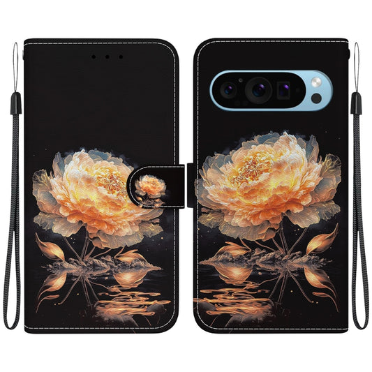 For Google Pixel 9 Pro Crystal Texture Colored Drawing Leather Phone Case(Gold Peony) - Google Cases by PMC Jewellery | Online Shopping South Africa | PMC Jewellery | Buy Now Pay Later Mobicred