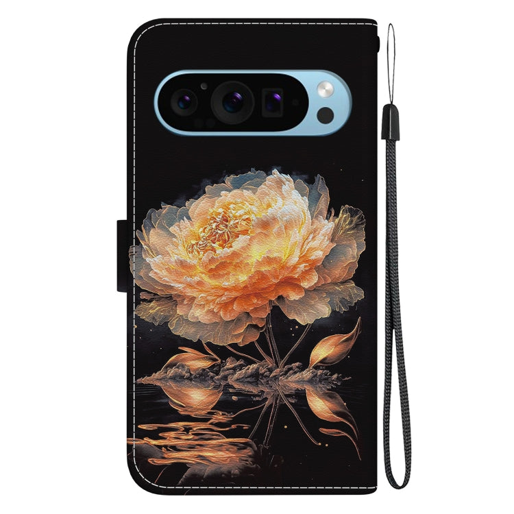 For Google Pixel 9 Pro Crystal Texture Colored Drawing Leather Phone Case(Gold Peony) - Google Cases by PMC TechLife | Online Shopping South Africa | PMC TechLife | Buy Now Pay Later Mobicred