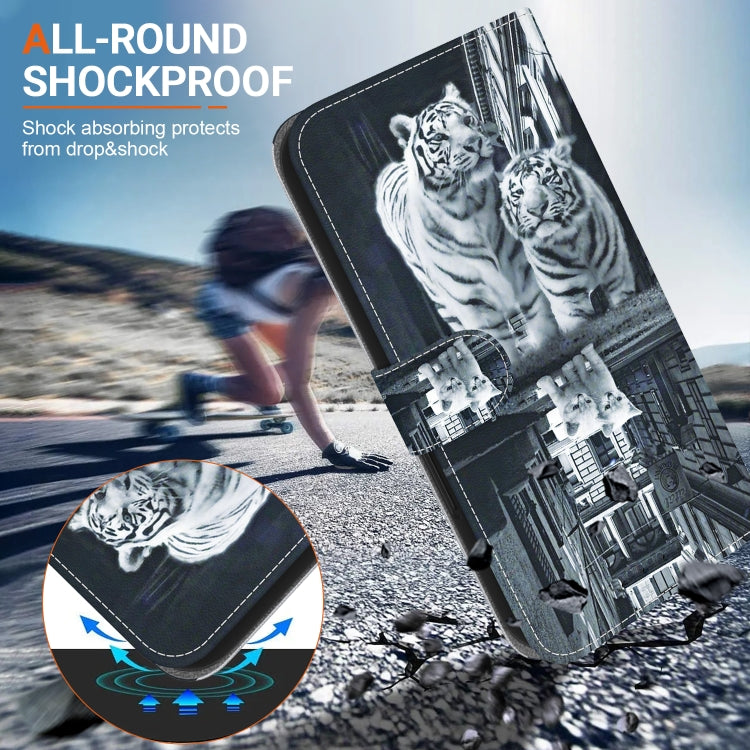 For Google Pixel 9 Pro Crystal Texture Colored Drawing Leather Phone Case(Cat Tiger Reflection) - Google Cases by PMC TechLife | Online Shopping South Africa | PMC TechLife | Buy Now Pay Later Mobicred