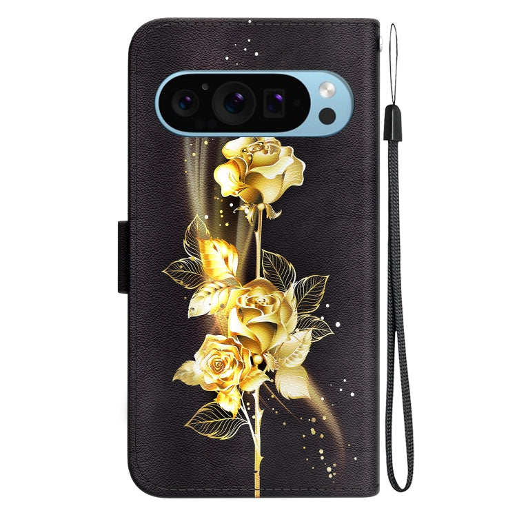 For Google Pixel 9 Crystal Texture Colored Drawing Leather Phone Case(Gold Butterfly Rose) - Google Cases by PMC TechLife | Online Shopping South Africa | PMC TechLife | Buy Now Pay Later Mobicred