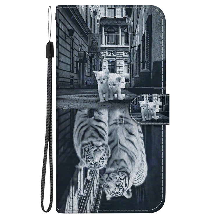 For Google Pixel 9 Crystal Texture Colored Drawing Leather Phone Case(Cat Tiger Reflection) - Google Cases by PMC Jewellery | Online Shopping South Africa | PMC Jewellery | Buy Now Pay Later Mobicred