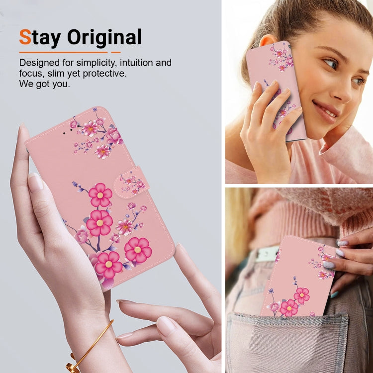 For Google Pixel 9 Crystal Texture Colored Drawing Leather Phone Case(Cherry Blossoms) - Google Cases by PMC TechLife | Online Shopping South Africa | PMC TechLife | Buy Now Pay Later Mobicred