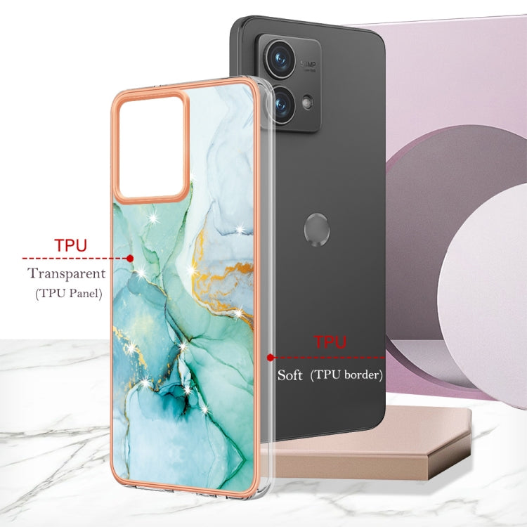 For Motorola Moto G84 Electroplating Marble Dual-side IMD Phone Case(Green 003) - Motorola Cases by PMC TechLife | Online Shopping South Africa | PMC TechLife | Buy Now Pay Later Mobicred