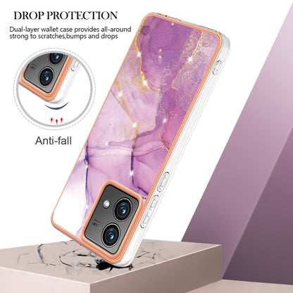 For Motorola Moto G84 Electroplating Marble Dual-side IMD Phone Case(Purple 001) - Motorola Cases by PMC Jewellery | Online Shopping South Africa | PMC Jewellery | Buy Now Pay Later Mobicred