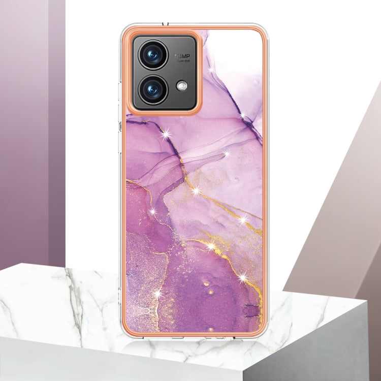 For Motorola Moto G84 Electroplating Marble Dual-side IMD Phone Case(Purple 001) - Motorola Cases by PMC Jewellery | Online Shopping South Africa | PMC Jewellery | Buy Now Pay Later Mobicred