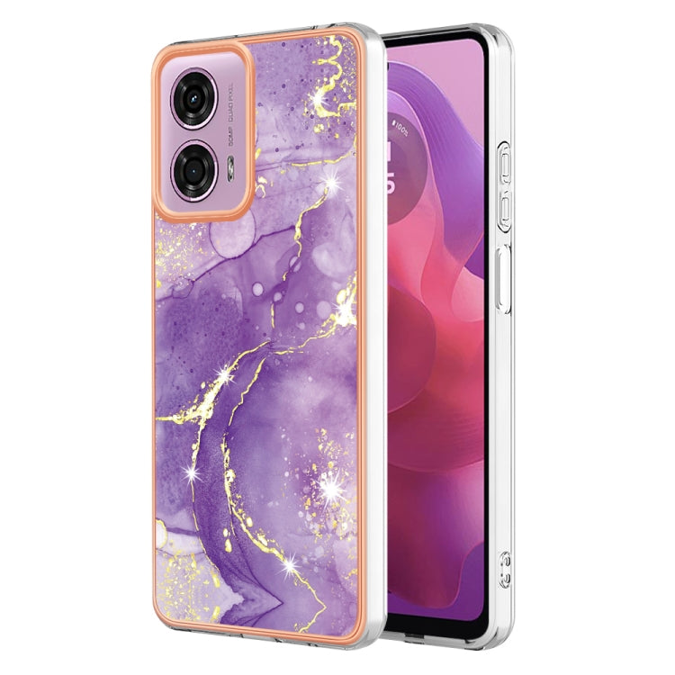 For Motorola Moto G24 4G / G04 4G Electroplating Marble Dual-side IMD Phone Case(Purple 002) - Motorola Cases by PMC Jewellery | Online Shopping South Africa | PMC Jewellery | Buy Now Pay Later Mobicred