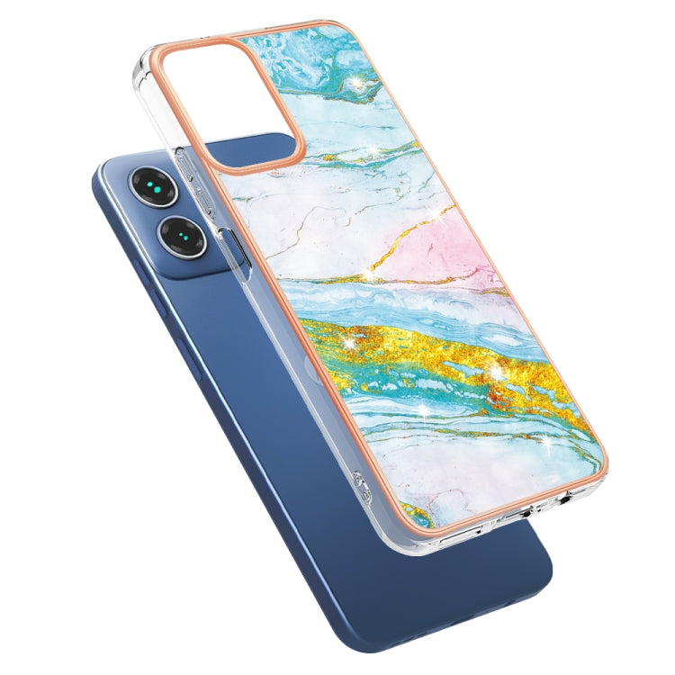 For Motorola Moto G34 Electroplating Marble Dual-side IMD Phone Case(Green 004) - free shipping - PMC TechLife - Order now!