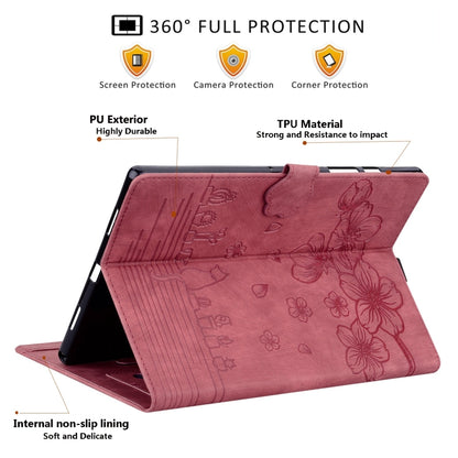 For Samsung Galaxy Tab S9+ /S8+ /S7+ Cartoon Sakura Cat Embossed Smart Leather Tablet Case(Red) - Galaxy Tab S9+ Cases by PMC Jewellery | Online Shopping South Africa | PMC Jewellery | Buy Now Pay Later Mobicred