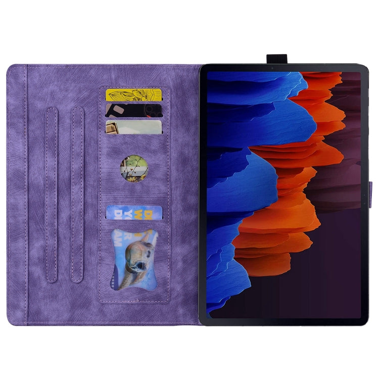 For Samsung Galaxy Tab S9+ /S8+ /S7+ Cartoon Sakura Cat Embossed Smart Leather Tablet Case(Purple) - Galaxy Tab S9+ Cases by PMC Jewellery | Online Shopping South Africa | PMC Jewellery | Buy Now Pay Later Mobicred