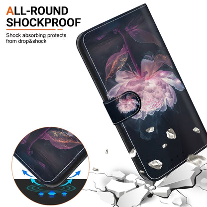 For iPhone SE 2024 Crystal Texture Colored Drawing Leather Phone Case(Purple Peony) - More iPhone Cases by PMC Jewellery | Online Shopping South Africa | PMC Jewellery | Buy Now Pay Later Mobicred