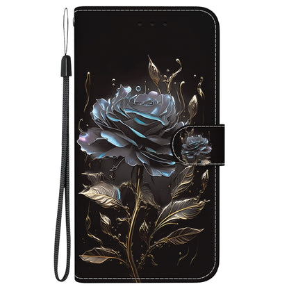 For iPhone SE 2024 Crystal Texture Colored Drawing Leather Phone Case(Black Rose) - More iPhone Cases by PMC Jewellery | Online Shopping South Africa | PMC Jewellery | Buy Now Pay Later Mobicred