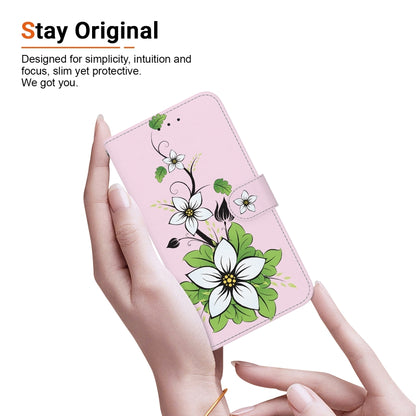 For iPhone SE 2024 Crystal Texture Colored Drawing Leather Phone Case(Lily) - More iPhone Cases by PMC Jewellery | Online Shopping South Africa | PMC Jewellery | Buy Now Pay Later Mobicred