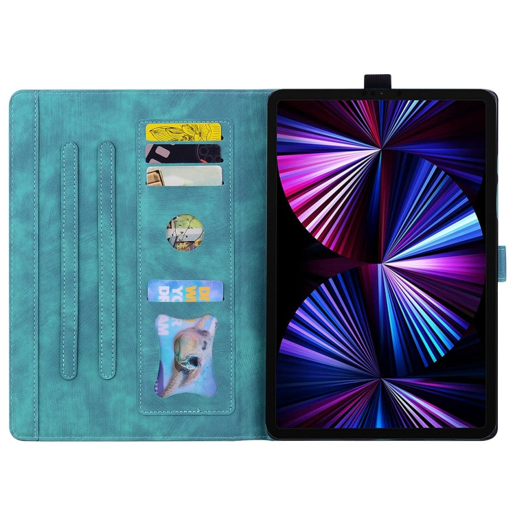 For Lenovo Tab P11 TB-J606F Cartoon Sakura Cat Embossed Leather Tablet Case(Green) - Lenovo by PMC TechLife | Online Shopping South Africa | PMC TechLife | Buy Now Pay Later Mobicred