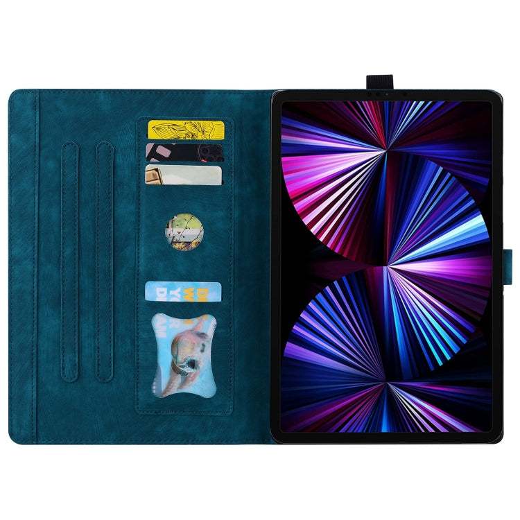For Lenovo Tab P11 TB-J606F Cartoon Sakura Cat Embossed Leather Tablet Case(Blue) - Lenovo by PMC TechLife | Online Shopping South Africa | PMC TechLife | Buy Now Pay Later Mobicred