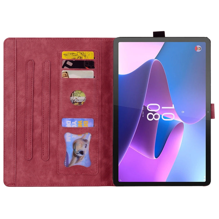 For Lenovo Xiaoxin Pad Pro 2022 / P11 Pro 2 Cartoon Sakura Cat Embossed Leather Tablet Case(Red) - Lenovo by PMC TechLife | Online Shopping South Africa | PMC TechLife | Buy Now Pay Later Mobicred