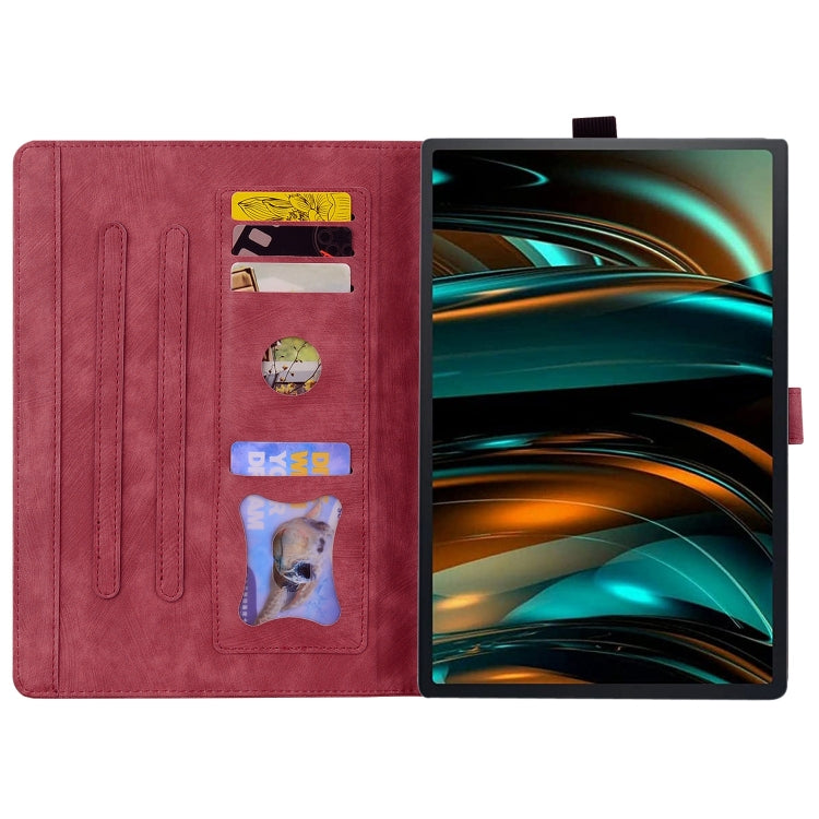 For Lenovo Xiaoxin Pad Pro 12.7 2025 Cartoon Sakura Cat Embossed Leather Tablet Case(Red) - Lenovo by PMC TechLife | Online Shopping South Africa | PMC TechLife | Buy Now Pay Later Mobicred