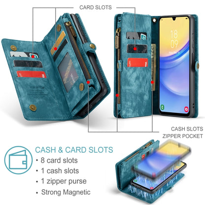 For Samsung Galaxy A15 5G CaseMe 008 Multifunctional Zipper Wallet Leather Phone Case with Lanyard(Blue) - Galaxy Phone Cases by CaseMe | Online Shopping South Africa | PMC Jewellery | Buy Now Pay Later Mobicred