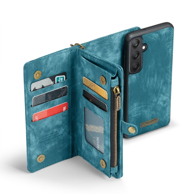 For Samsung Galaxy A25 4G CaseMe 008 Multifunctional Zipper Wallet Leather Phone Case with Lanyard(Blue) - Galaxy Phone Cases by CaseMe | Online Shopping South Africa | PMC Jewellery | Buy Now Pay Later Mobicred